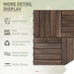 27 Pcs Wood Interlocking Deck Tiles, 12 x 12in Outdoor Flooring Tiles for Indoor and Outdoor Use, Tools Free Assembly, Black