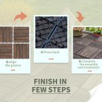 27 Pcs Wood Interlocking Deck Tiles, 12 x 12in Outdoor Flooring Tiles for Indoor and Outdoor Use, Tools Free Assembly, Black