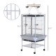 63" Large Bird Parrot Cage Stand Finch Feeder Play Top House Perch Bowl Wheels, Silver