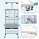 63" Large Bird Parrot Cage Stand Finch Feeder Play Top House Perch Bowl Wheels, Silver