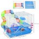 18"L Hamster Cage, Small Animal House, 2-Level Rat Gerbil Haven with Tunnel Tube System, Exercise Wheel, Water Bottle, Food Dish, Ramp, Blue