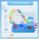 18"L Hamster Cage, Small Animal House, 2-Level Rat Gerbil Haven with Tunnel Tube System, Exercise Wheel, Water Bottle, Food Dish, Ramp, Blue