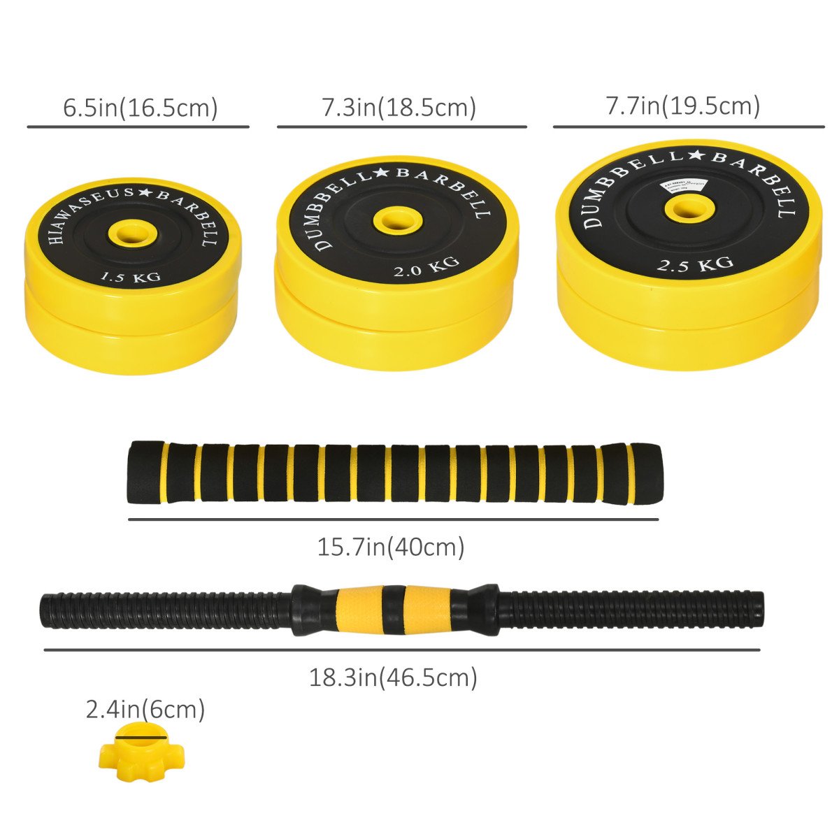 Soozier Dumbbell & Barbell Adjustable Set 55lbs Plate Bar Clamp Rod for Strength Training, Full Body Workout, Muscle Building Home Gym Sports Area Exercise Ergonomic