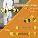 Soozier Dumbbell & Barbell Adjustable Set 55lbs Plate Bar Clamp Rod for Strength Training, Full Body Workout, Muscle Building Home Gym Sports Area Exercise Ergonomic