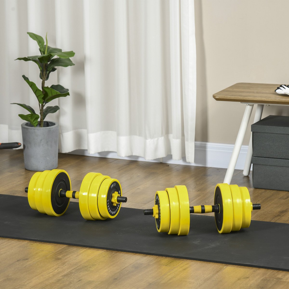 Soozier Dumbbell & Barbell Adjustable Set 55lbs Plate Bar Clamp Rod for Strength Training, Full Body Workout, Muscle Building Home Gym Sports Area Exercise Ergonomic