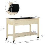 Mobile Raised Garden Bed Elevated Wood Planter Box with Lockable Wheels, Storage Shelf for Herbs Vegetables, Natural