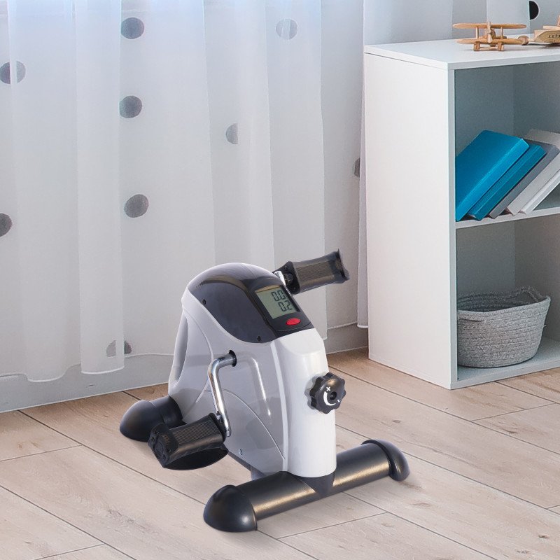 Soozier Portable Mini Exercise Bike Desk Pedal Indoor Cycle Fitness Hand Foot Exercise Machine w/ LCD Display