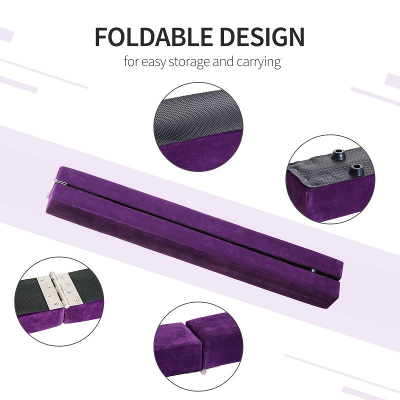 Soozier 7ft Folding Balance Beam, Gymnastics Beam with Wood Core, Purple