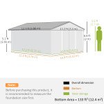 11' x 13' Practical Backyard Garden Storage Tool Shed with Double Sliding Door Garden Tool Shed with 4 Ventilation Slots, Green