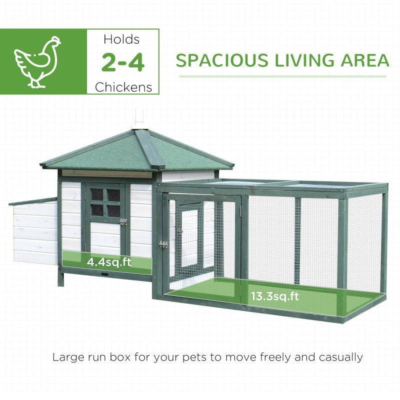77" Chicken Coop Hen House Rabbit Hutch Poultry Cage Pen Outdoor Backyard with Nesting Box Run Green