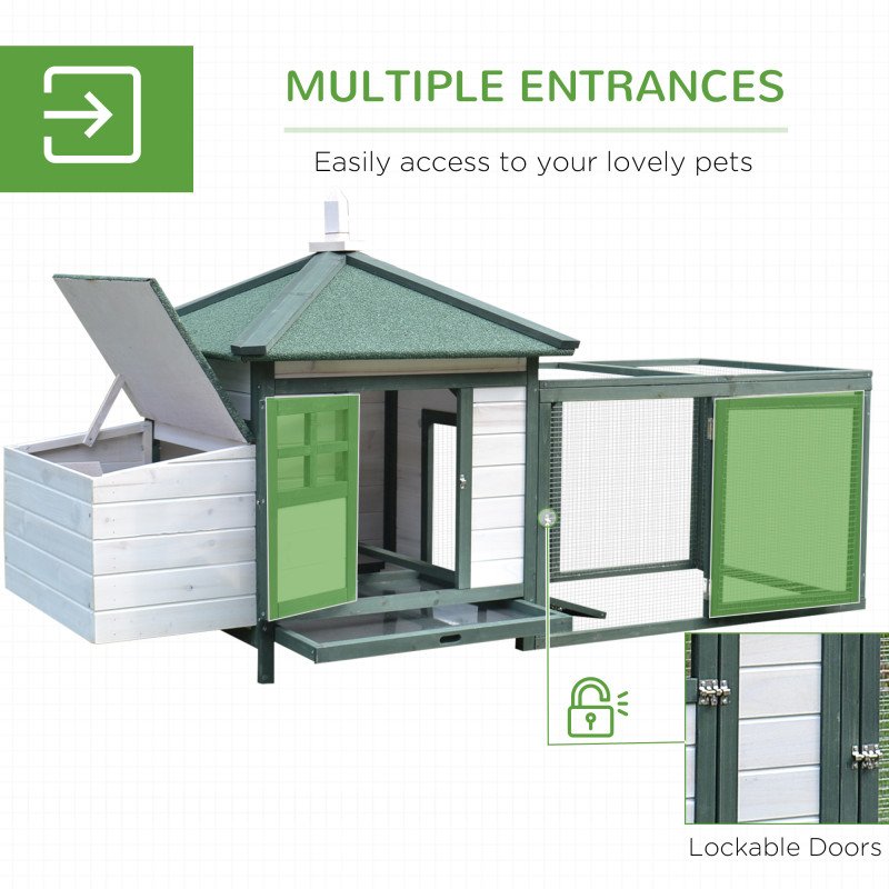 77" Chicken Coop Hen House Rabbit Hutch Poultry Cage Pen Outdoor Backyard with Nesting Box Run Green