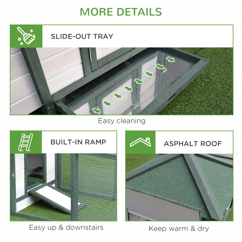 77" Chicken Coop Hen House Rabbit Hutch Poultry Cage Pen Outdoor Backyard with Nesting Box Run Green