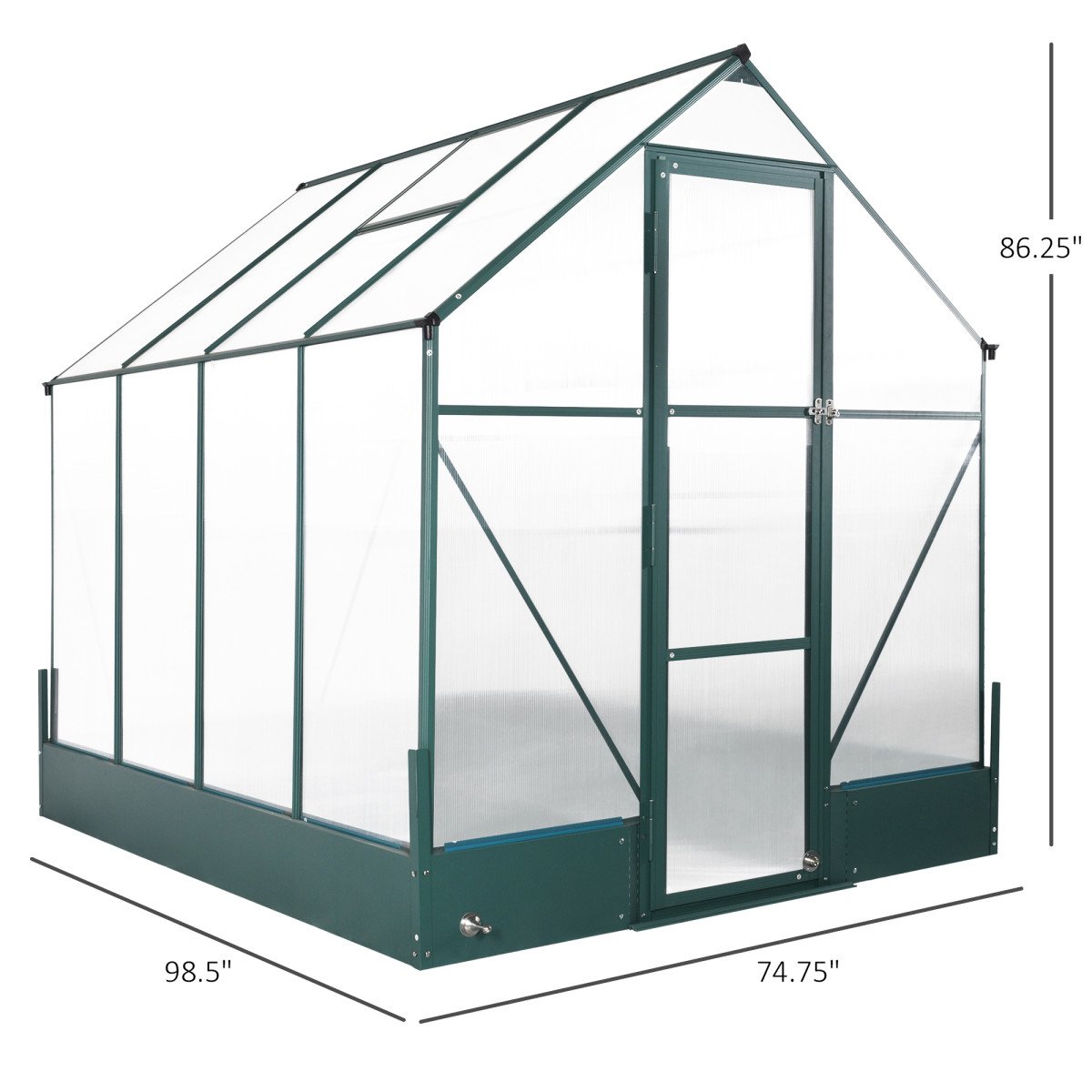 8.2' x 6.2' Greenhouse Aluminum Frame with Temperature Controlled Window