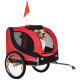 Aosom Dog Bike Trailer, Pet Cart Bicycle, Wagon Cargo Carrier Attachment with Hitch, Reflectors, Flag for Small Medium Dogs, Pet Wheelchair for Travelling, Red