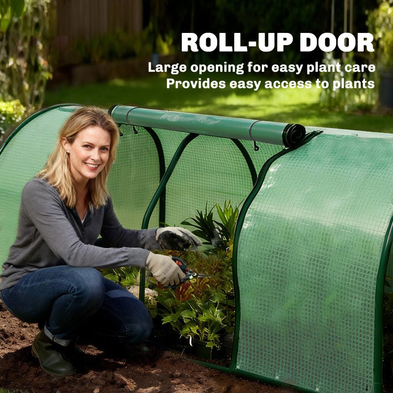 Mini Greenhouse Portable Hot House for Plants with Zippered Doors for Outdoor, Indoor, 79" x 39" x 32", Green