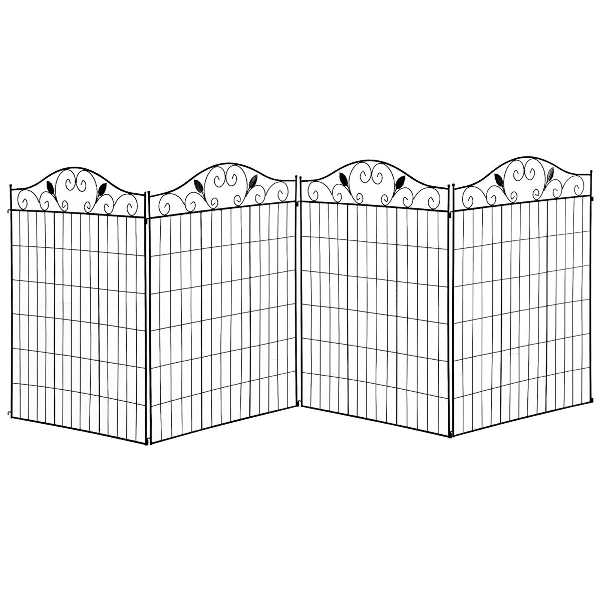 Garden Decorative Fence 4 Panels 44in x 12ft Steel Wire Border Edging for Landscaping