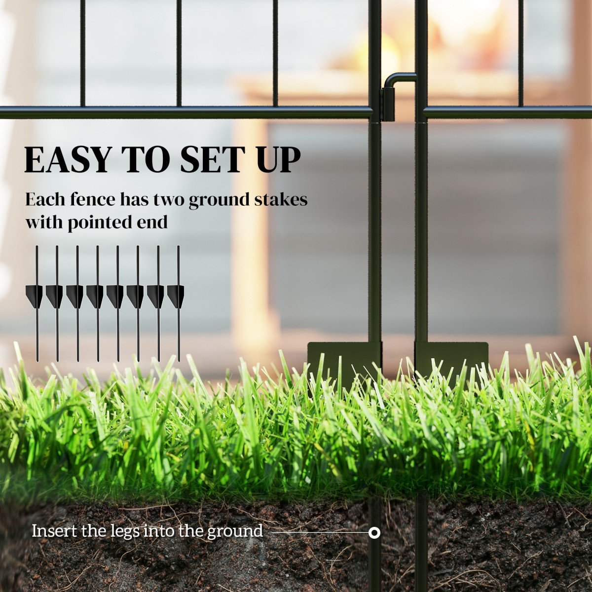 Garden Decorative Fence 4 Panels 44in x 12ft Steel Wire Border Edging for Landscaping