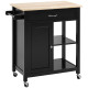 Rolling Kitchen Cart with Wood Top and Drawer, Kitchen Island on Wheels for Dining Room, Black

Add functional style and extra storage to your dining room or kitchen with this rolling kitchen cart. The smooth wood countertop provides a convenient workspac