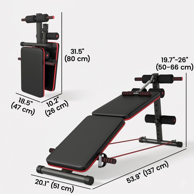 Soozier Foldable Sit Up Bench Core Workout for Home Gym Black
