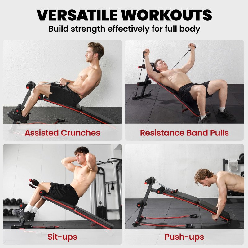 Soozier Foldable Sit Up Bench Core Workout for Home Gym Black