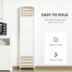 6 Panel Room Divider, 5.6 ft Tall Folding Privacy Screen, Wave Fiber Freestanding Partition Wall Divider for Home Office, White