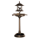 3-in-1 Garden Bird Bath Bowl Pedastal with Bird Feeder, Large Water Basin, & Underneath Flower Planter, Gold