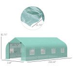 20x10x7ft Walk-in Steeple Greenhouse Outdoor Backyard Plant Seed Growth Shed Tunnel Warm House with 2 Anchor Way Green