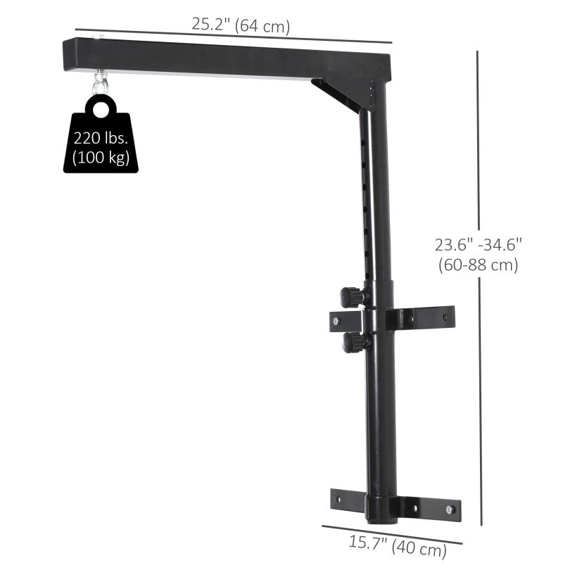 Soozier 220lbs Wall Mounted Punching Bag Hanger, Adjustable Height Punching Bag Holder for Boxing and MMA Training