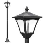 Single Solar Lamp Post Garden Solar-Powered LED Streetlight Style Outdoor Light Waterproof 5-6 Hours with Base for Lawn Pathway Walkway 47"H, Black