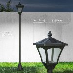 Single Solar Lamp Post Garden Solar-Powered LED Streetlight Style Outdoor Light Waterproof 5-6 Hours with Base for Lawn Pathway Walkway 47"H, Black