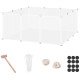 Small Animal Cage Plastic Chinchilla Cage 12 Panels for Guinea Pig, 18" x 14", White