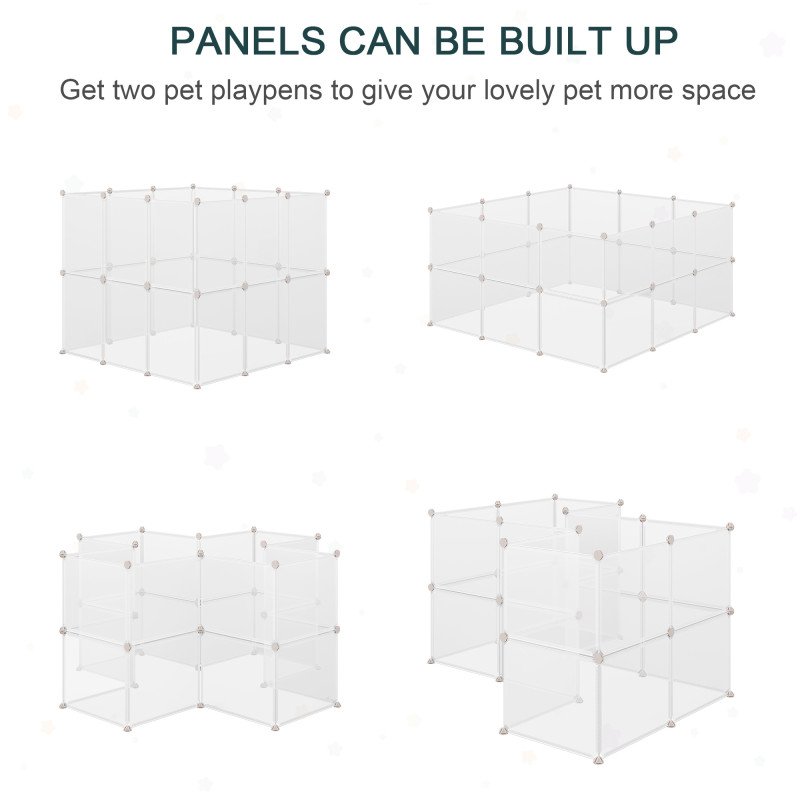 Small Animal Cage Plastic Chinchilla Cage 12 Panels for Guinea Pig, 18" x 14", White