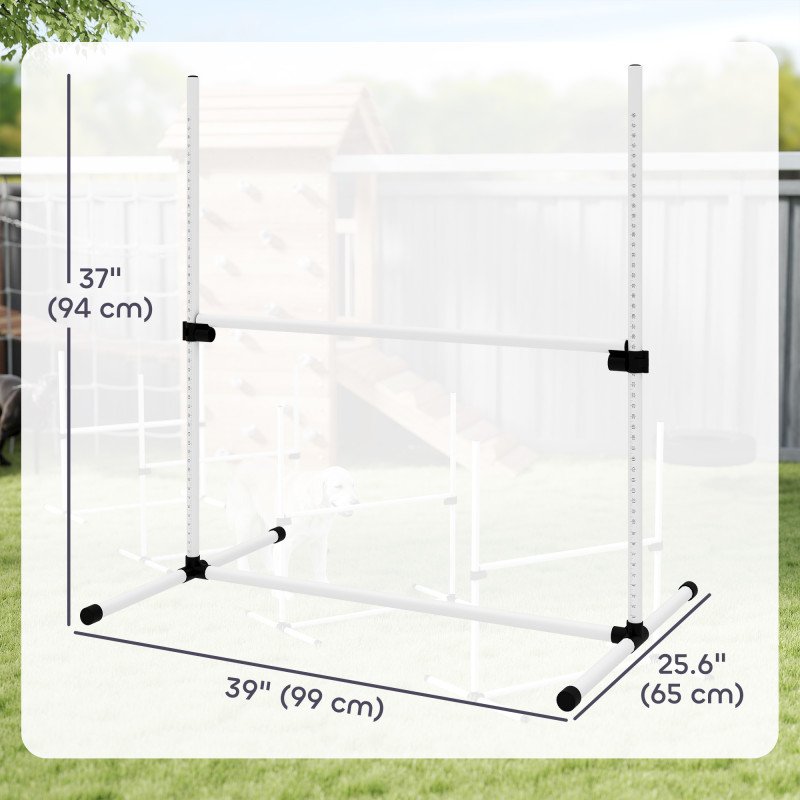 Set of 4 Dog Agility Training Equipment Adjustable Jump Bar Pet Exercise Kit with Carrying Bag (White)