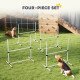 Set of 4 Dog Agility Training Equipment Adjustable Jump Bar Pet Exercise Kit with Carrying Bag (White)