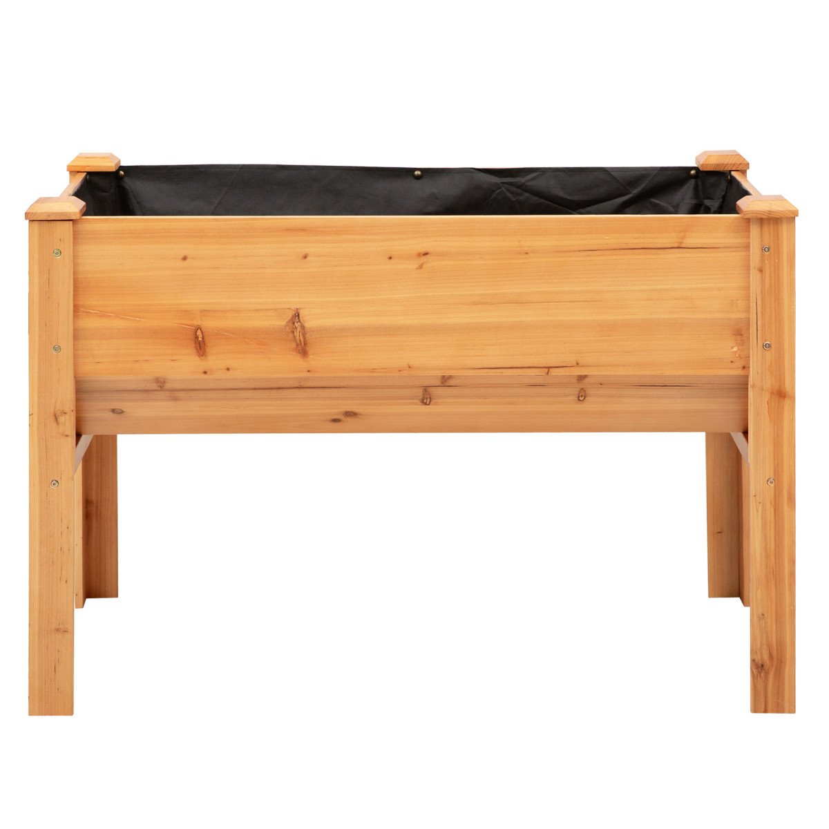 Wooden Raised Garden Plant Stand Outdoor Tall Flower Bed Box with Hooks, 48" x 24" x 32", Nature Wood