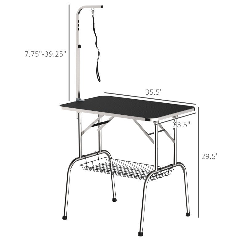 36-inch Dog Grooming Table Stainless Steel QUALITY GUARANTEED with Adjustable Arm and Basket