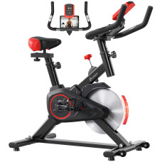 Soozier Upright Exercise Bike, Magnetic Resistance Stationary Bike with LCD Display, Indoor Cycling Bike for Home w/ Adjustable Resistance, Comfortable Seat Cushion