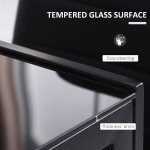 Rectangular Kitchen Table for 4 People, Dining Table with Tabletop Tempered Glass for Dining Room, Living Room, Black