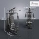 Soozier Home Gym, Multifunction Gym Equipment Workout Station with 100Lbs Weight Stack for Lat Pulldown, Leg Extensions, Preacher Bicep Curls, Triceps Pulldowns, Chest Press, Black