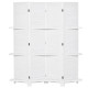 4-Panel Wall Partition Room Separator with 3 Storage Shelves Foldable Design Wooden Frame 5.6FT White