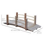 5FT Wood Garden Bridge Outdoor Decorative Landscape Side Rails Backyard Moon Bridge Park Decor Natural Wood