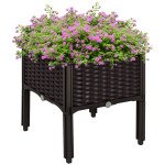 1 Piece Raised Garden Bed PP Raised Flower Bed Vegetable Herb Grow Box Stand Brown