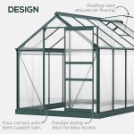 6' x 10' x 6.6' Polycarbonate Greenhouse, Walk-In Green House Kit Garden, Plants Grow, Galvanized Sheet Aluminum Frame with Rain Gutter, Vents and Sliding Door, Green