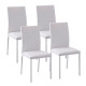 Modern Dining Chairs Set of 4, Upholstered Faux Leather Kitchen Chairs with Rhombic Tufting and Metal Legs for Living Room, White