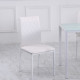 Modern Dining Chairs Set of 4, Upholstered Faux Leather Kitchen Chairs with Rhombic Tufting and Metal Legs for Living Room, White
