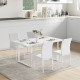 Modern Dining Chairs Set of 4, Upholstered Faux Leather Kitchen Chairs with Rhombic Tufting and Metal Legs for Living Room, White
