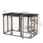 71"L Catio Outdoor Cat Enclosure, Indoor Cat Cage, Pet House, Small Animal Hutch for 1-2 Rabbit, Kitten, Kitty Crate Kennel w/ Waterproof Roof, Multi-Level Platforms, Brown