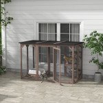 71"L Catio Outdoor Cat Enclosure, Indoor Cat Cage, Pet House, Small Animal Hutch for 1-2 Rabbit, Kitten, Kitty Crate Kennel w/ Waterproof Roof, Multi-Level Platforms, Brown