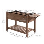 Raised Garden Bed with 8 Grids and Storage Shelf, Elevated Planter Box with Legs, for Vegetables Flowers Herbs, Brown