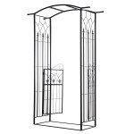 Outdoor Metal Trellis Garden Arch Arbor w/ Lucky Leaf Clover Gate for Ceremony Wedding Party Garden Lawn, Black